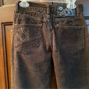 Rusty Brown Jeans with Decorative Stitching